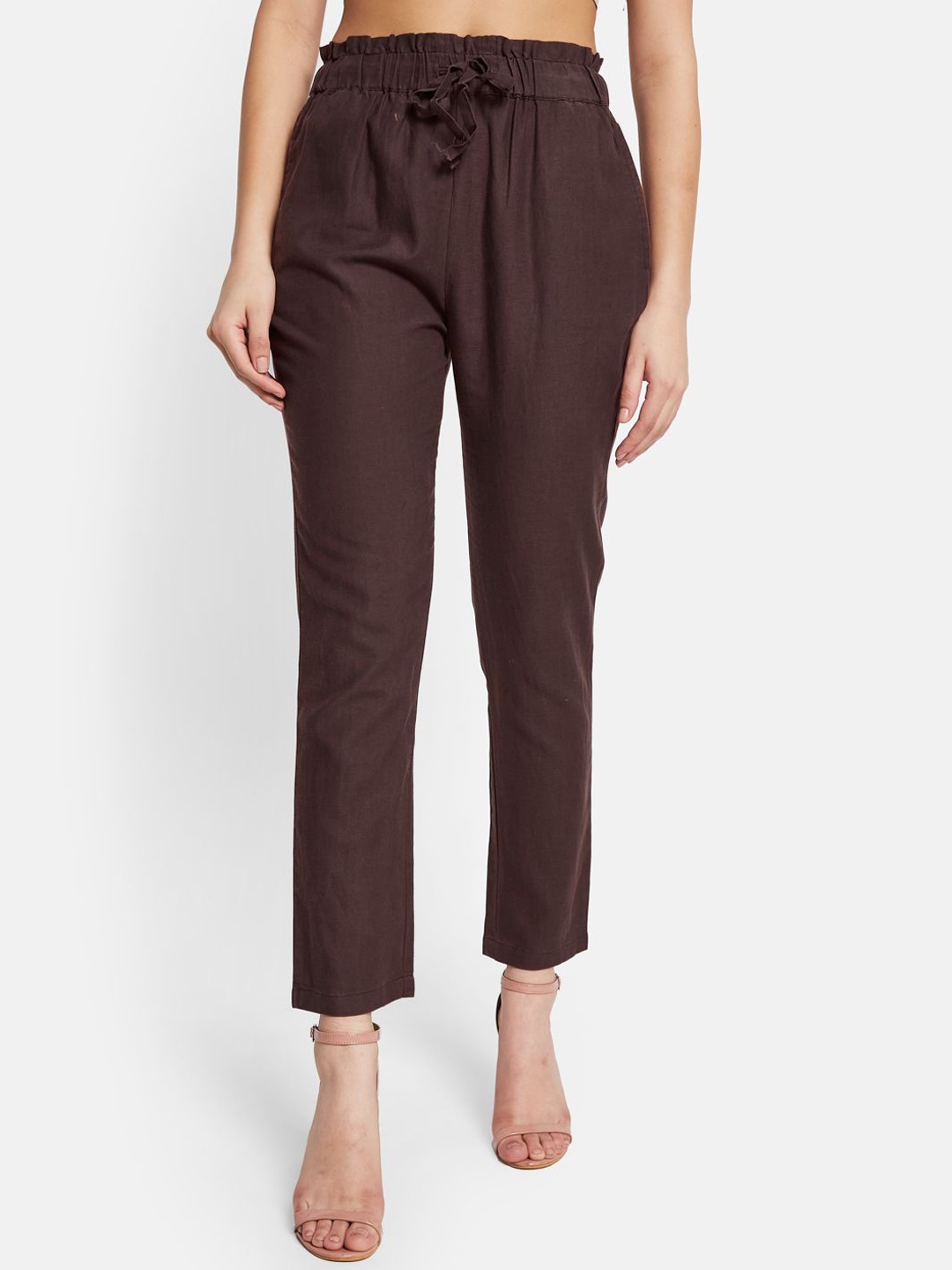 

METTLE ss-24 Women Mid Rise Cotton Track Pants, Maroon