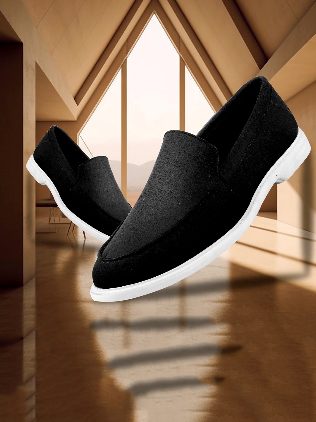 

Bxxy Men PU Round Toe Slip-On Sneakers, Black