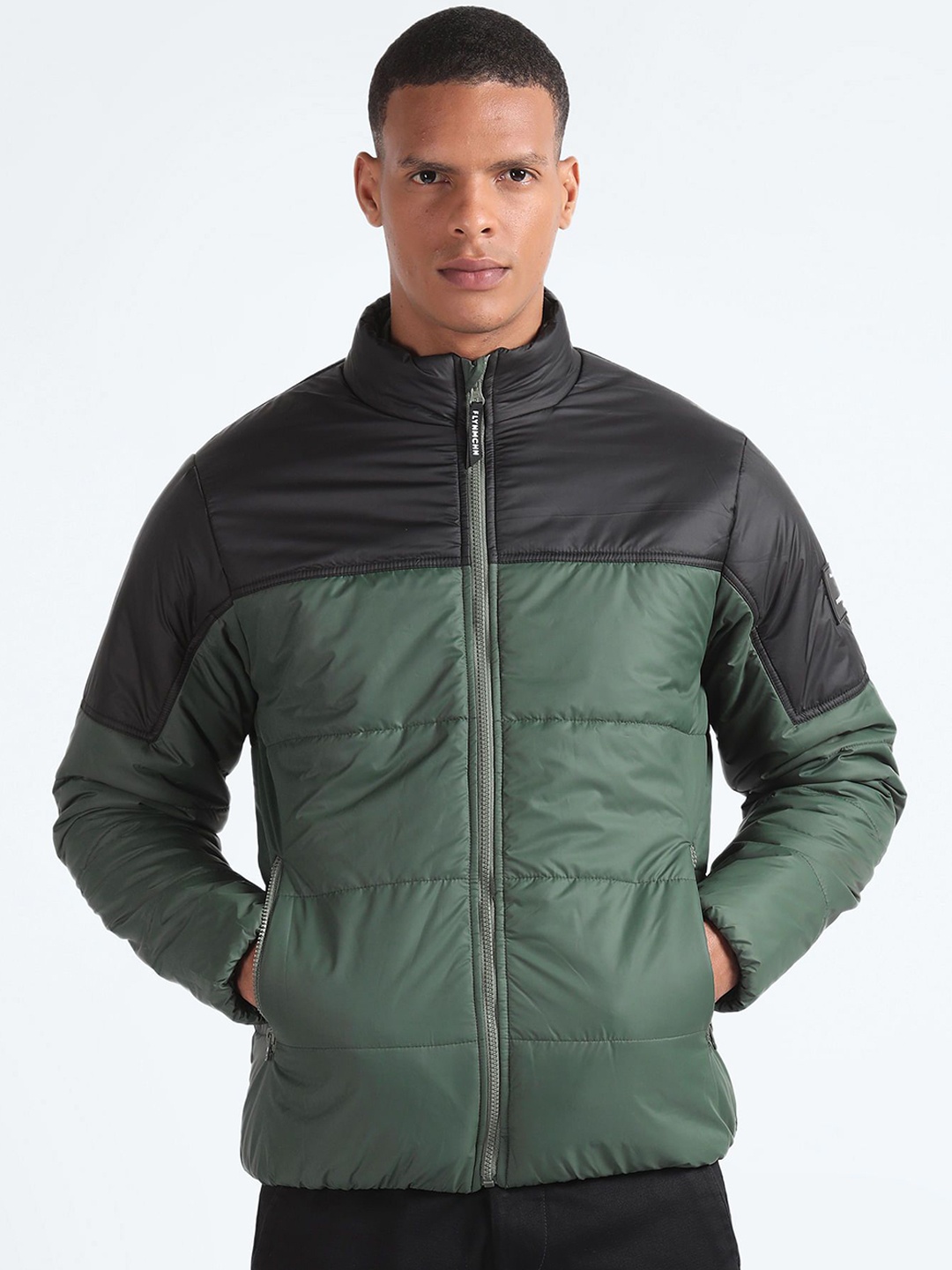 

Flying Machine Men Colour Block Puffer Jacket, Green