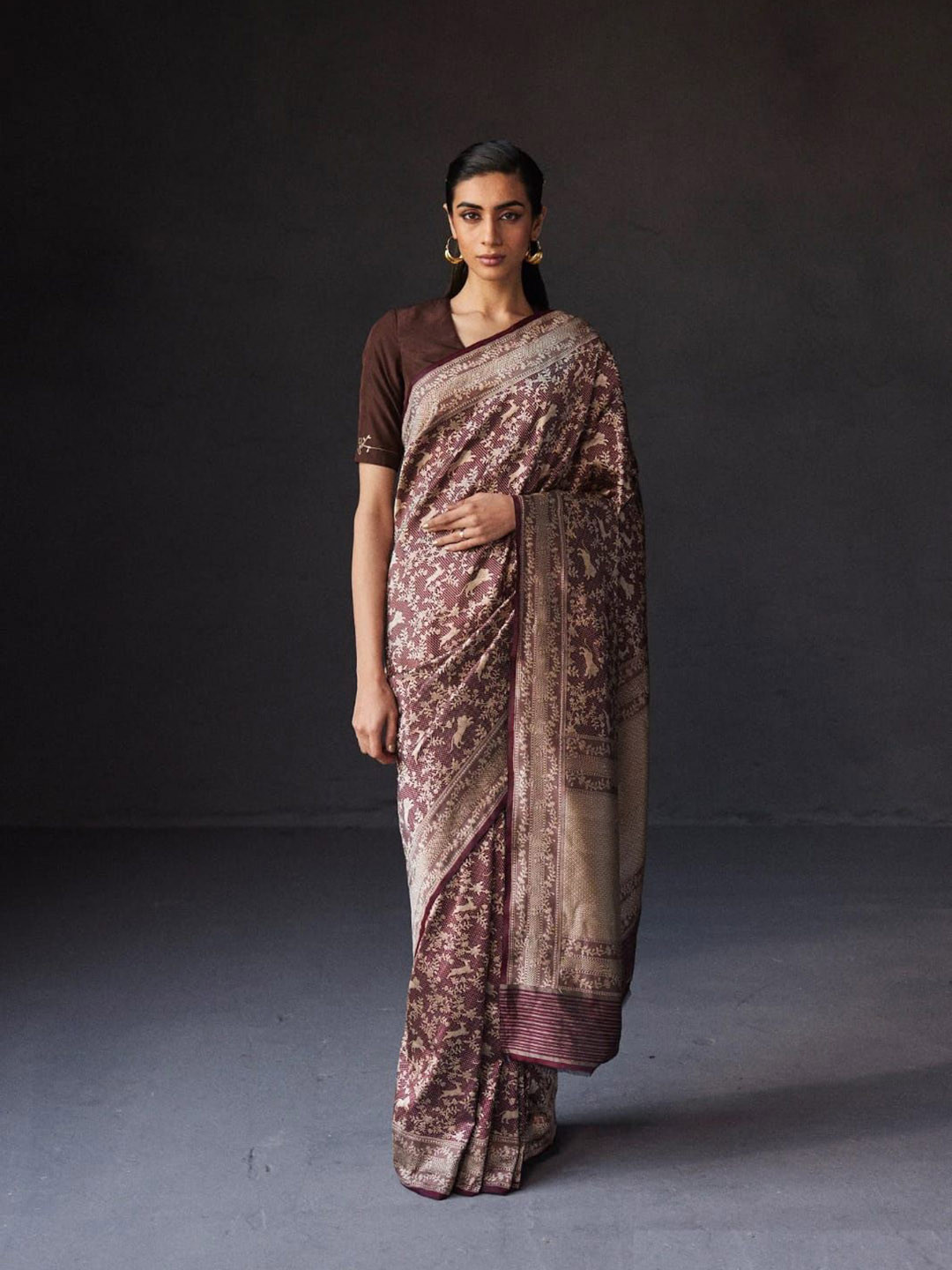 

S.K.C Floral Woven Design Zari Banarasi Saree, Maroon