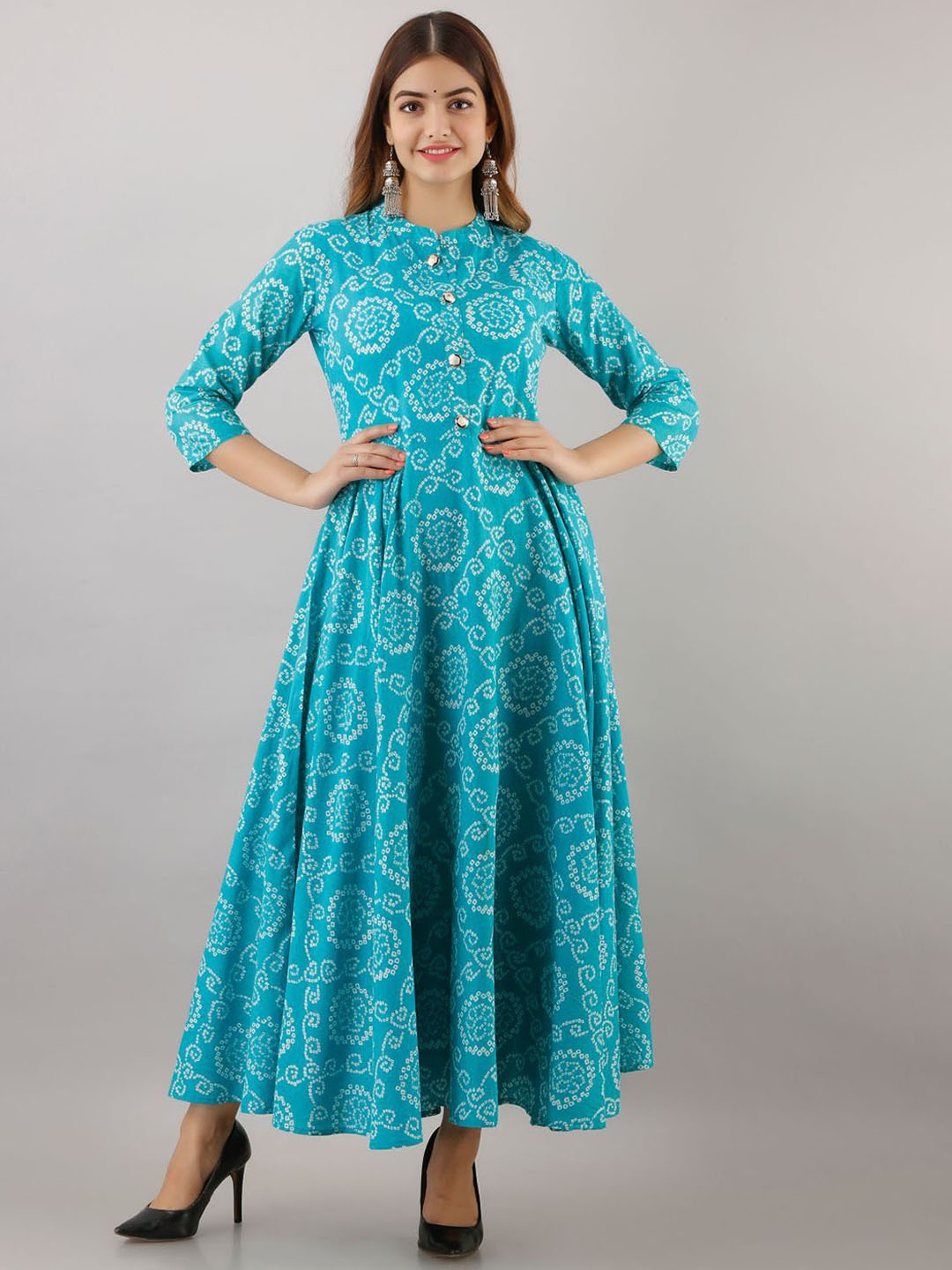 

Arudhi Bandhani Printed Cotton Anarkali Kurta, Blue