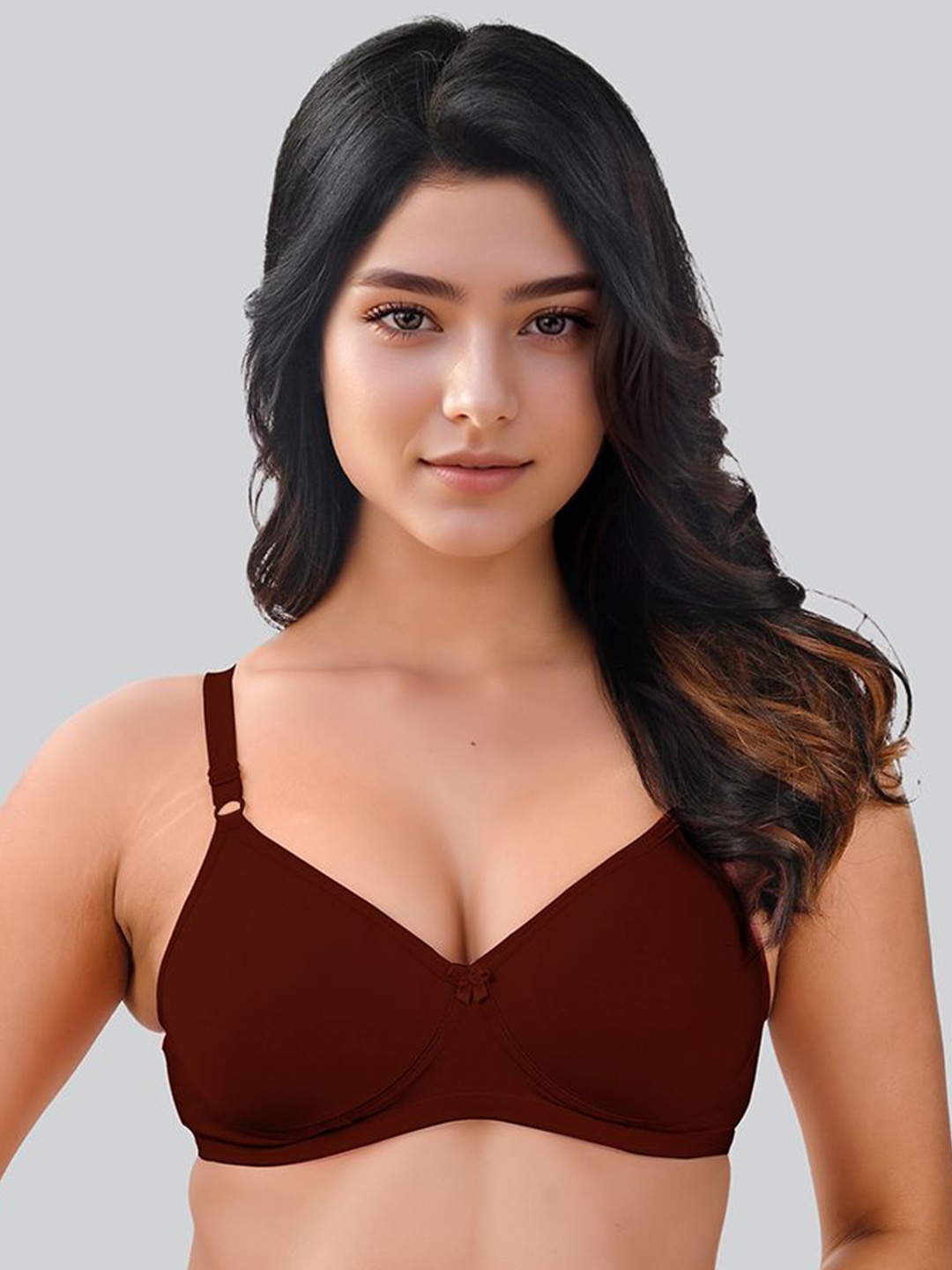 

LUX VENUS Bra Full Coverage Lightly Padded Seamless Cotton Bra, Maroon