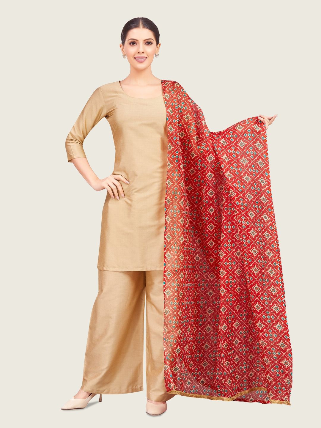 

Studio Shringaar Ethnic Motifs Printed Patola Dupatta, Red