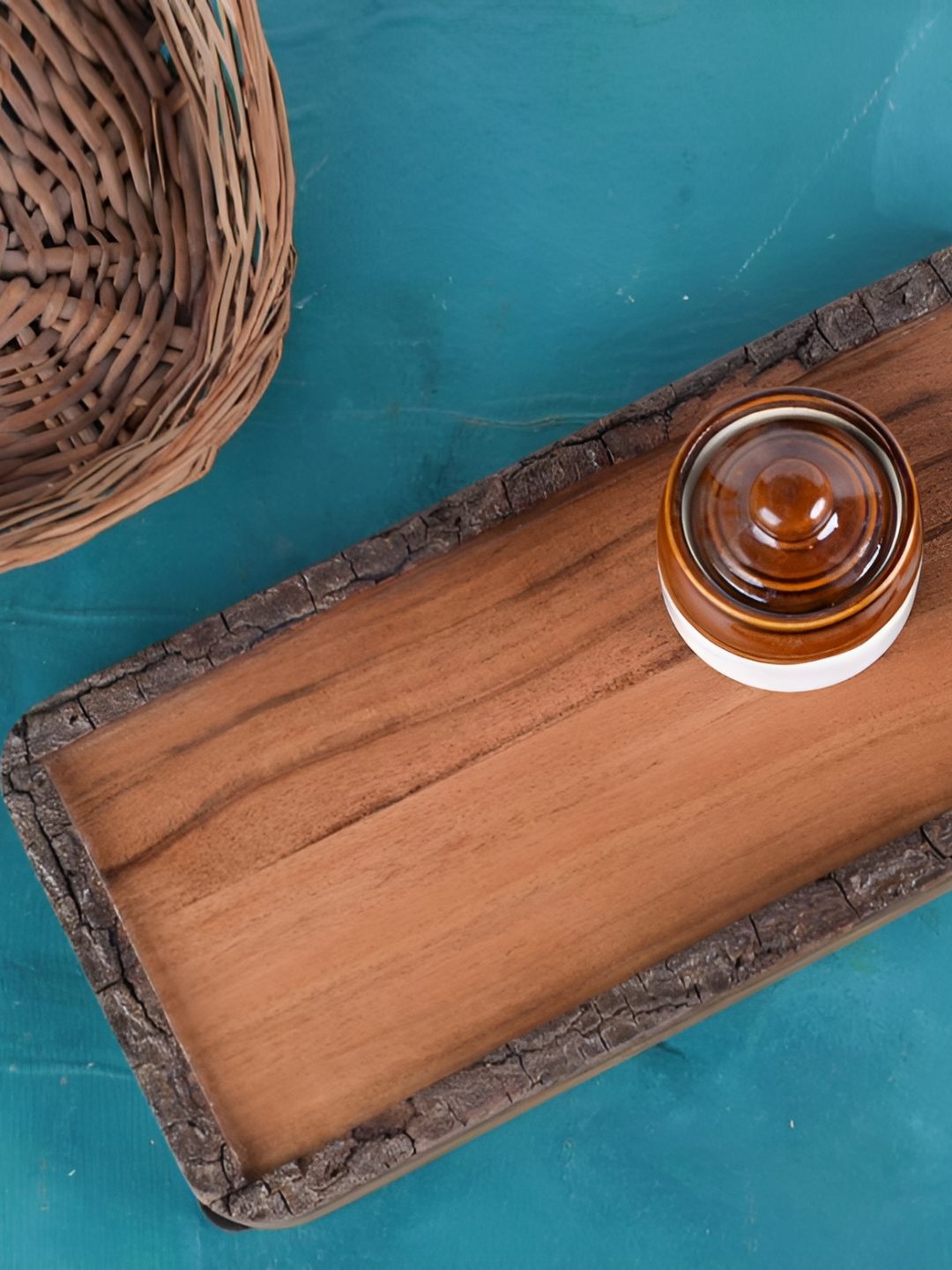 

The Pitara Project Brown Wooden Serving Tray