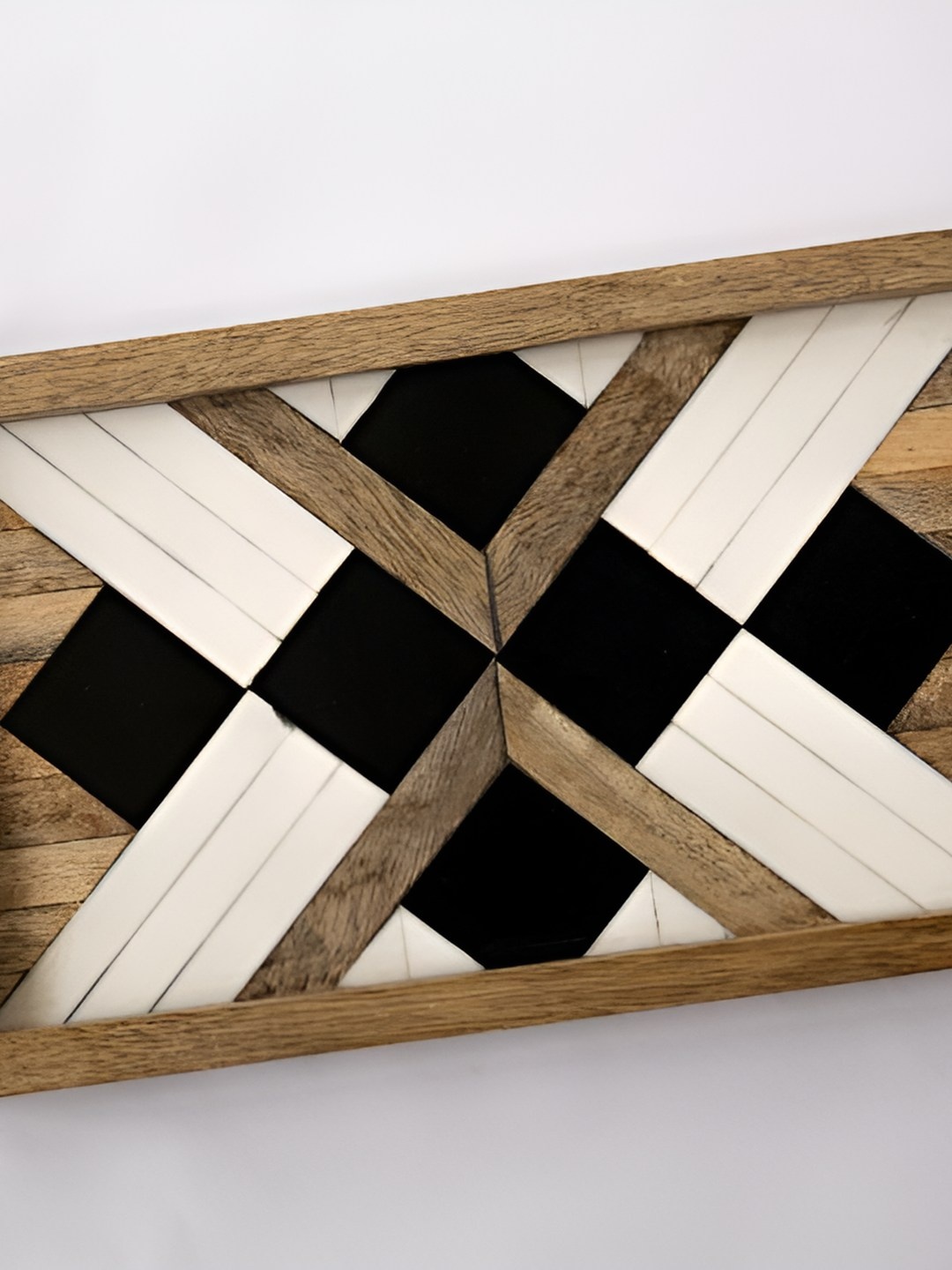 

The Pitara Project Black & White Printed Wooden Serving Tray