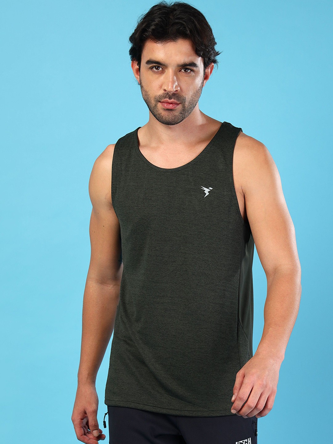 

Technosport Slim Fit Round Neck Sleeveless Gym Innerwear Vest, Green