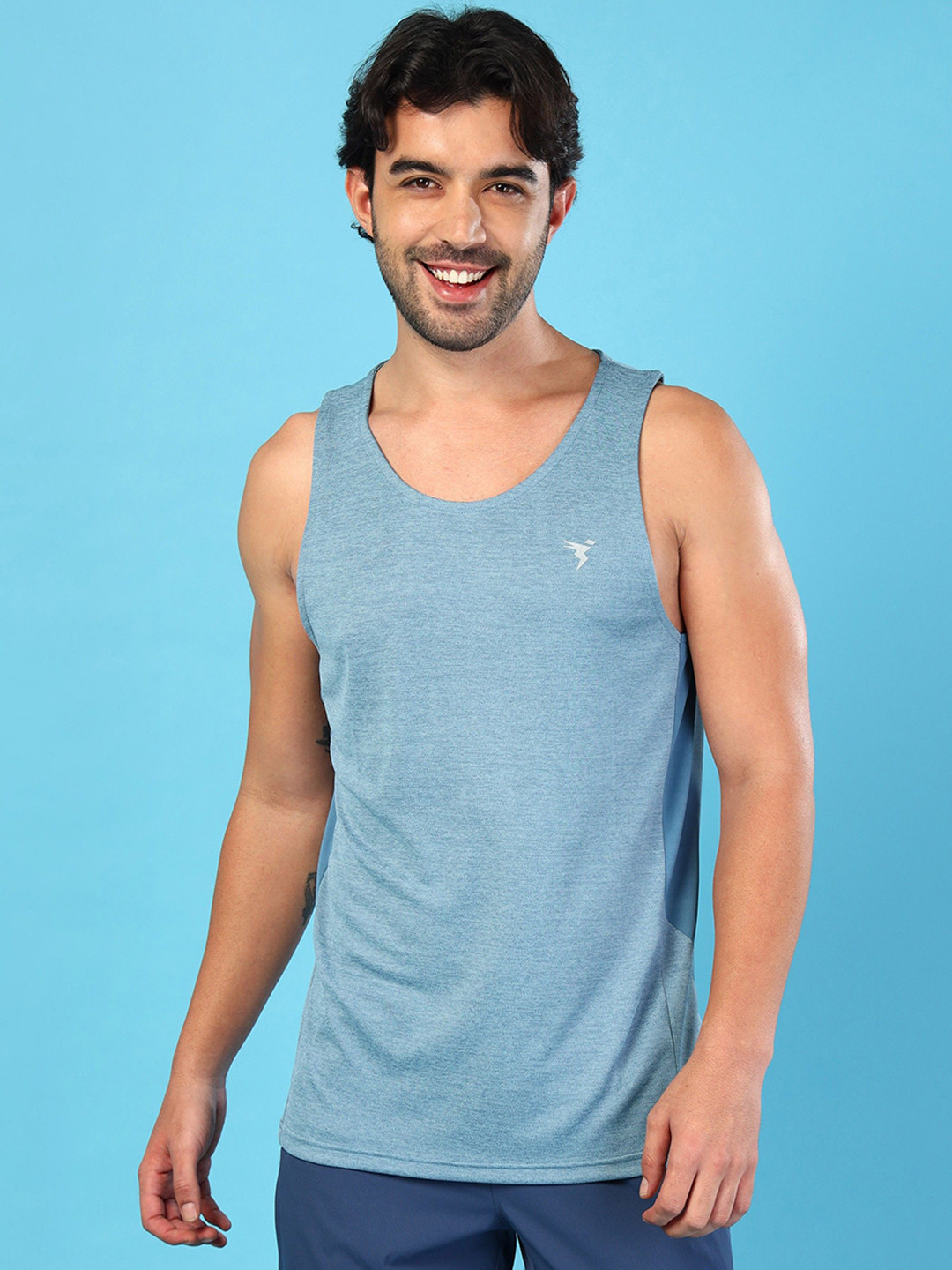 

Technosport Men Slim Fit Round Neck Sports Innerwear Vest, Blue