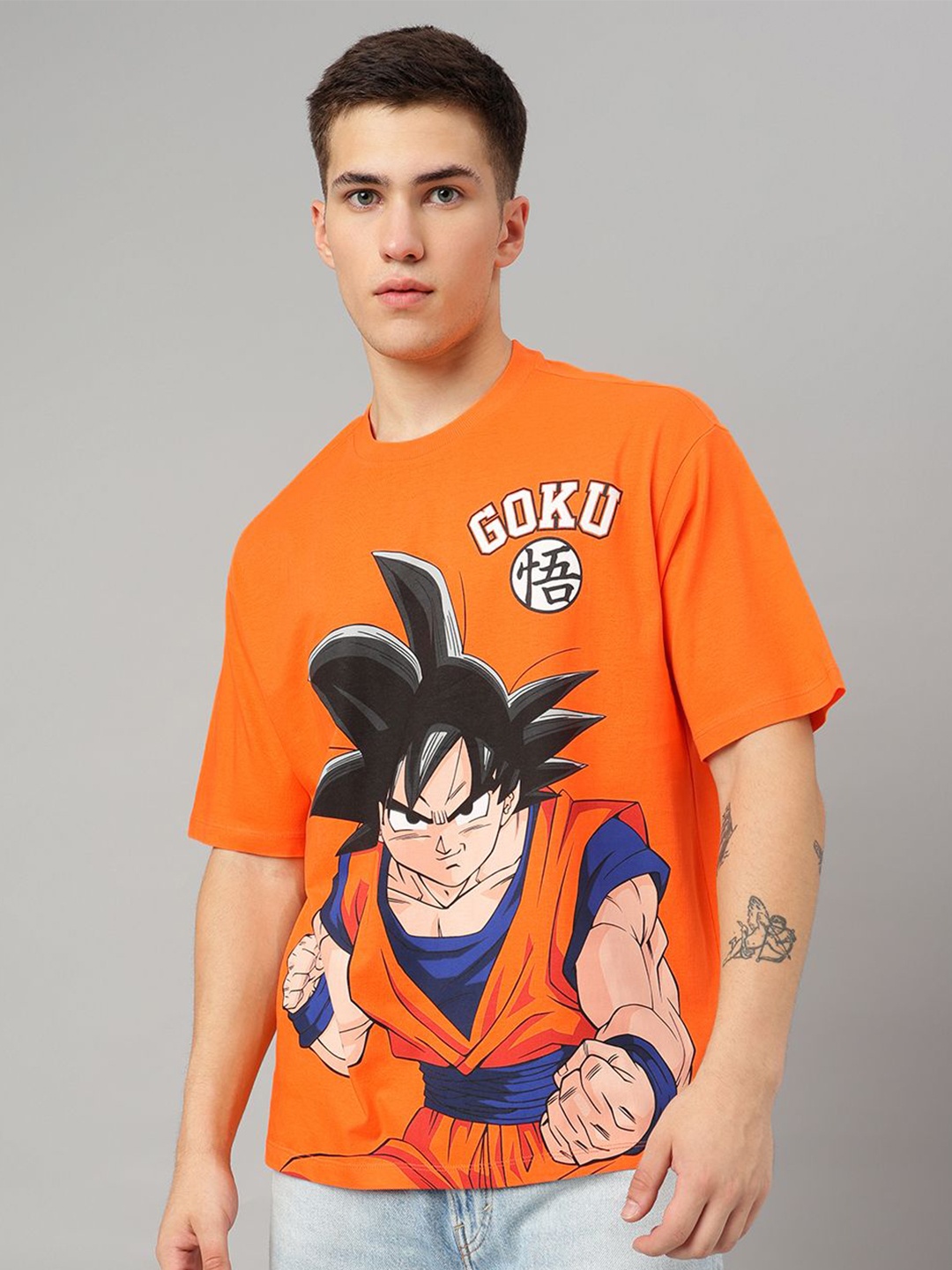 

Free Authority Dragon Ball Z Printed Oversized Pure Cotton T-Shirt, Orange