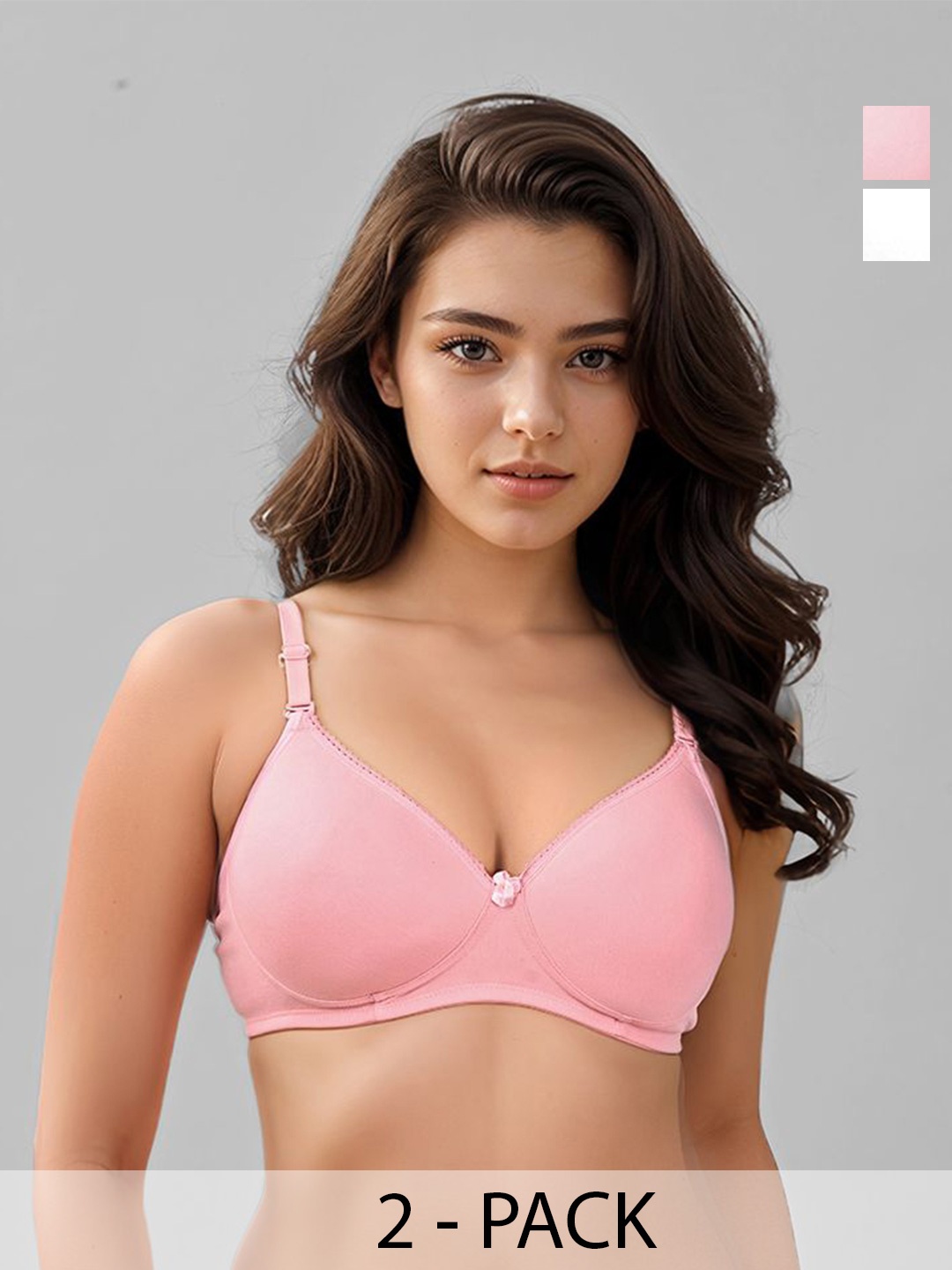 

LUX VENUS Set of 2 Full Coverage Lightly Padded Cotton Everyday Bra with All Day Comfort, Rose