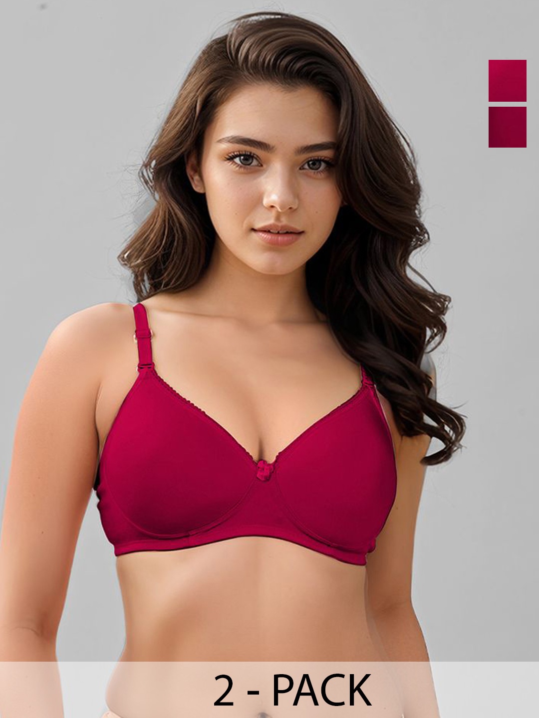 

LUX VENUS Set of 2 Full Coverage Lightly Padded Cotton Everyday Bra with All Day Comfort, Fuchsia