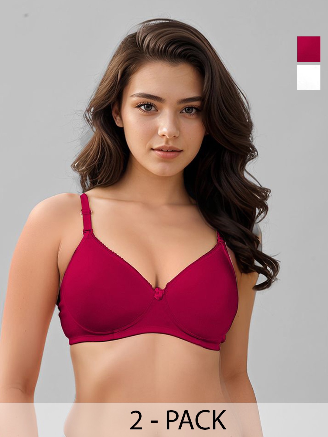 

LUX VENUS Set of 2 Full Coverage Lightly Padded Cotton Everyday Bra with All Day Comfort, Fuchsia