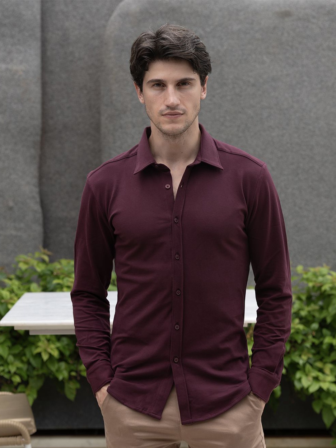 

ARISTOBRAT Men Slim Fit Opaque Casual Shirt, Maroon