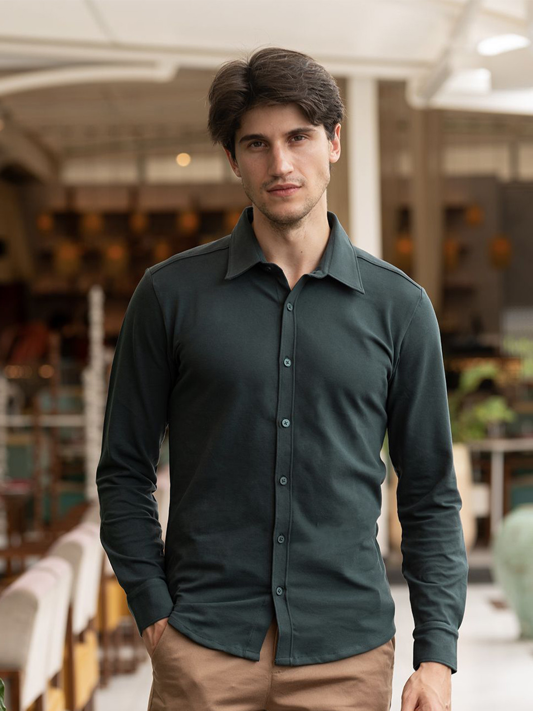 

ARISTOBRAT Men Slim Fit Opaque Casual Shirt, Green
