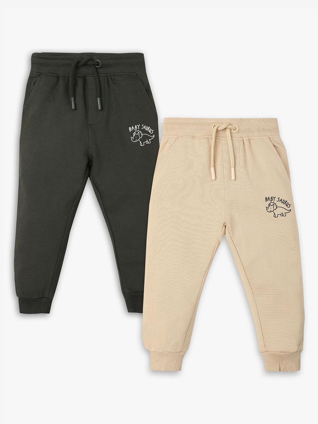 

R&B Boys Pack Of 2 Cotton Joggers, Olive
