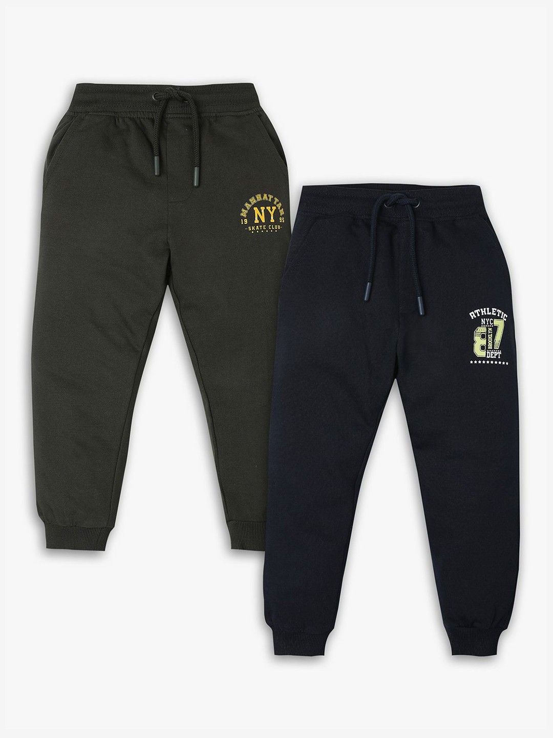 

R&B Boys Pack Of 2 Cotton Mid Rise Joggers, Navy blue