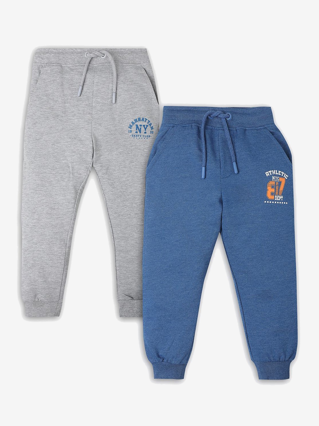 

R&B Boys Pack of 2 Mid-Rise Cotton Joggers, Grey