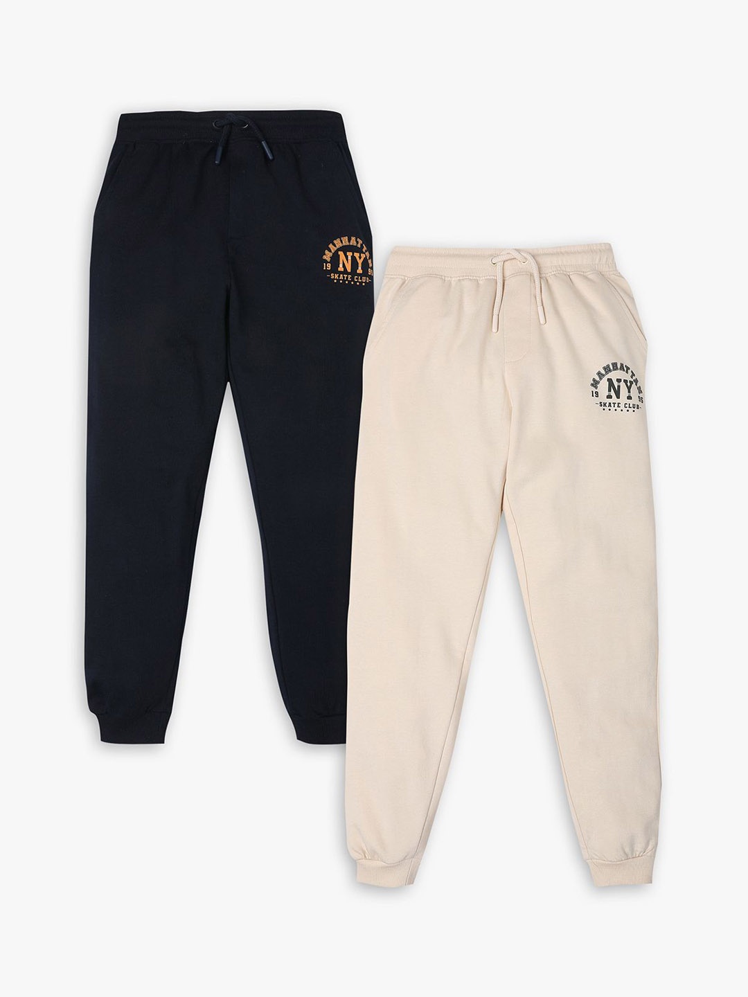 

R&B Boys Pack of 2 Cotton Mid-Rise Joggers, Black