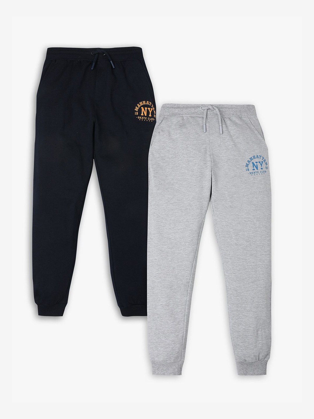 

R&B Boys Pack Of 2 Cotton Mid-Rise Joggers, Black
