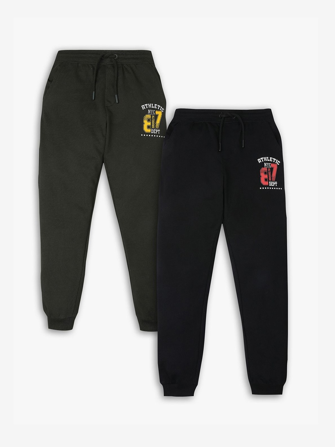

R&B Boys Pack Of 2 Cotton Mid Rise Joggers, Black