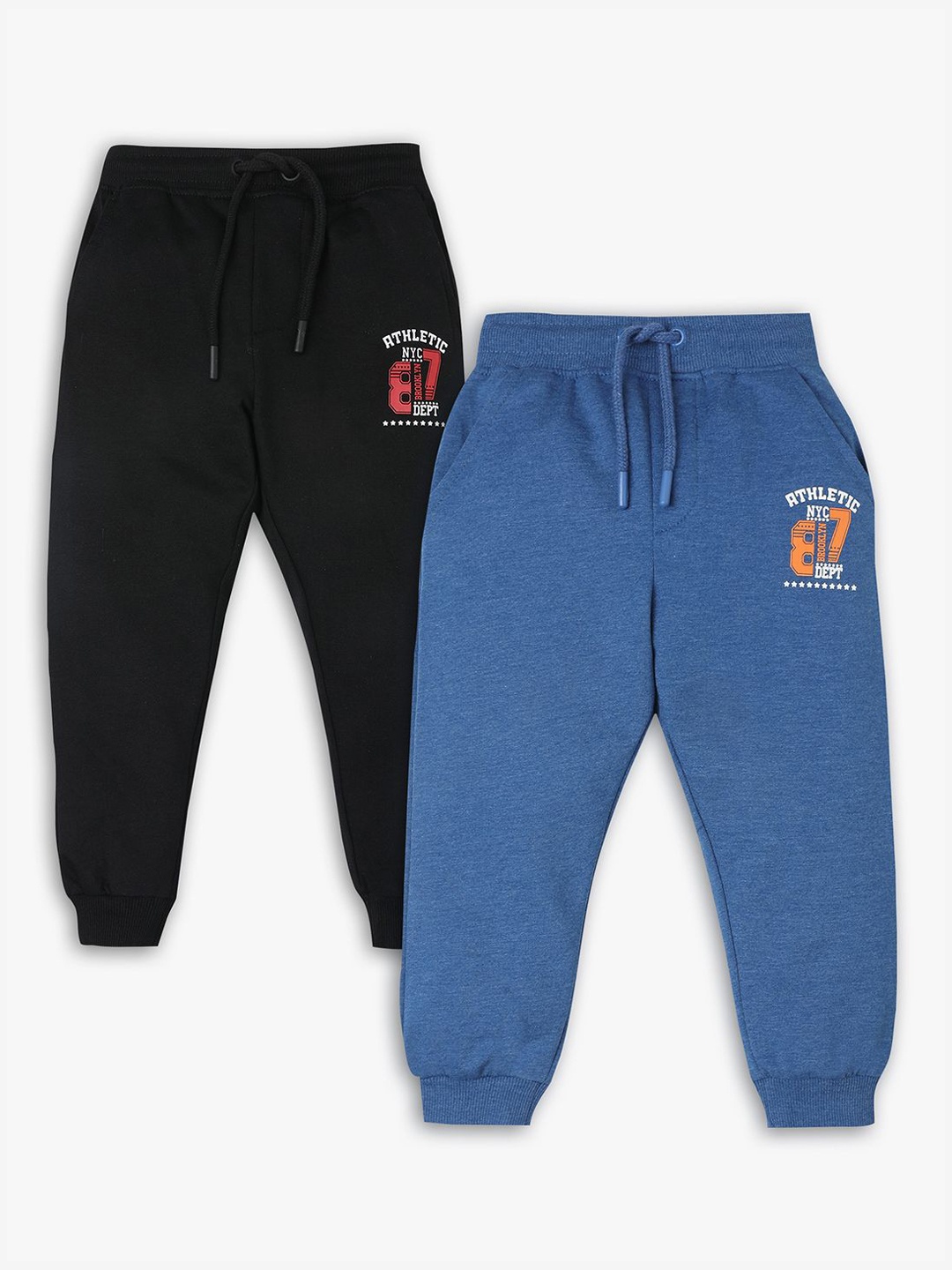 

R&B Boys Pack Of 2 Cotton Mid Rise Joggers, Black