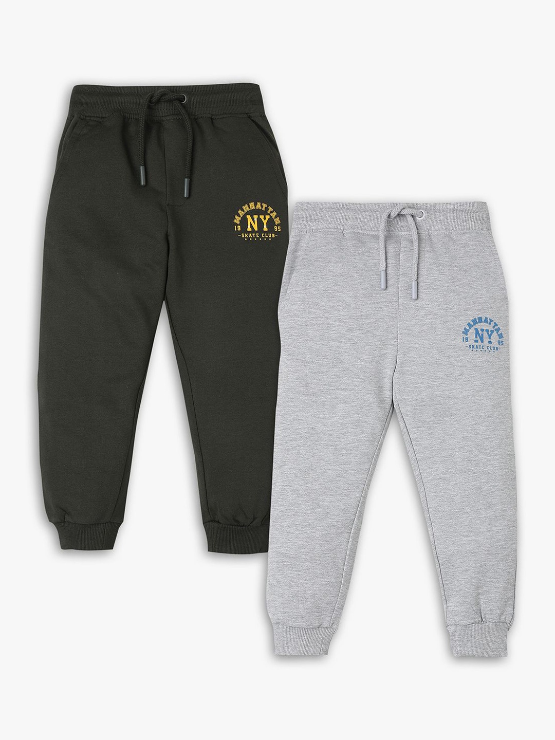 

R&B Boys Pack Of 2 Cotton Mid Rise Joggers, Grey