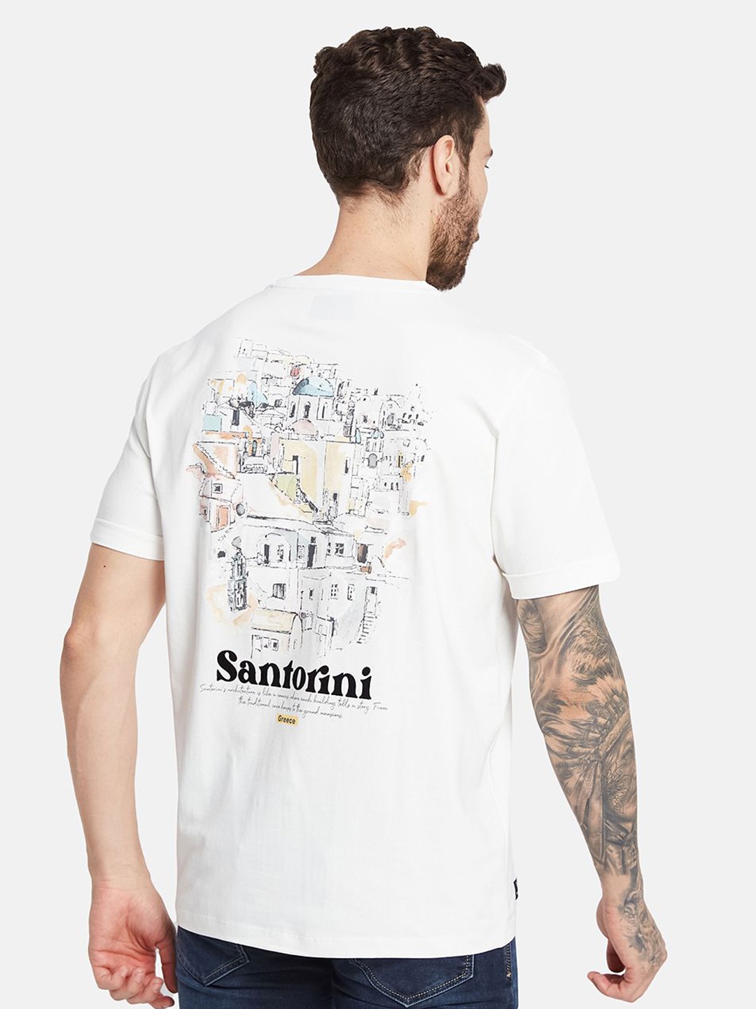 

Octave Men Graphic Printed Round Neck T-shirt, White