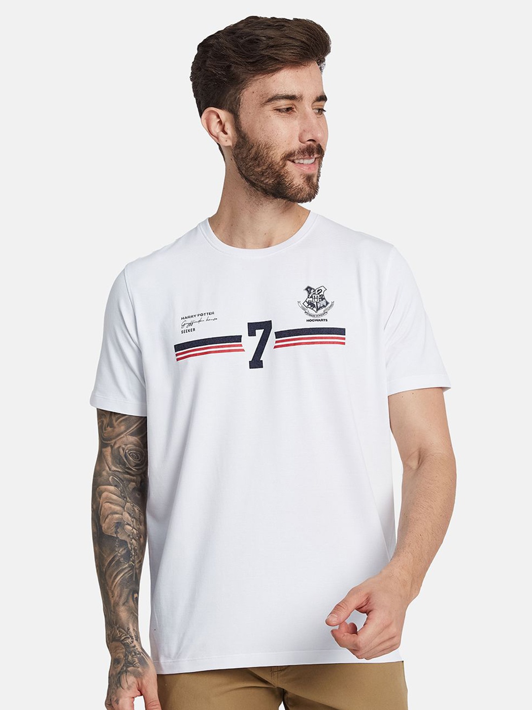 

Octave Men Typography Printed Round Neck T-shirt, White