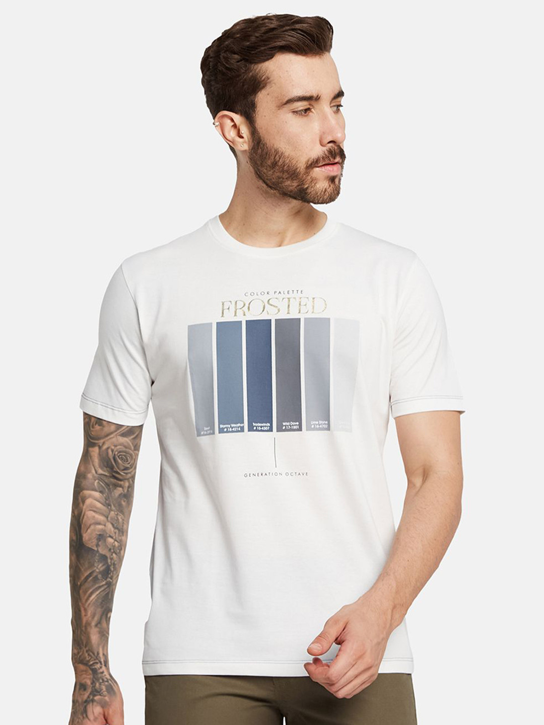 

Octave Men Typography Printed Round Neck T-shirt, White