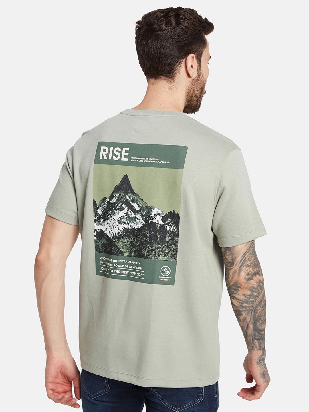 

Octave Men Graphic Printed Round Neck T-shirt, Green