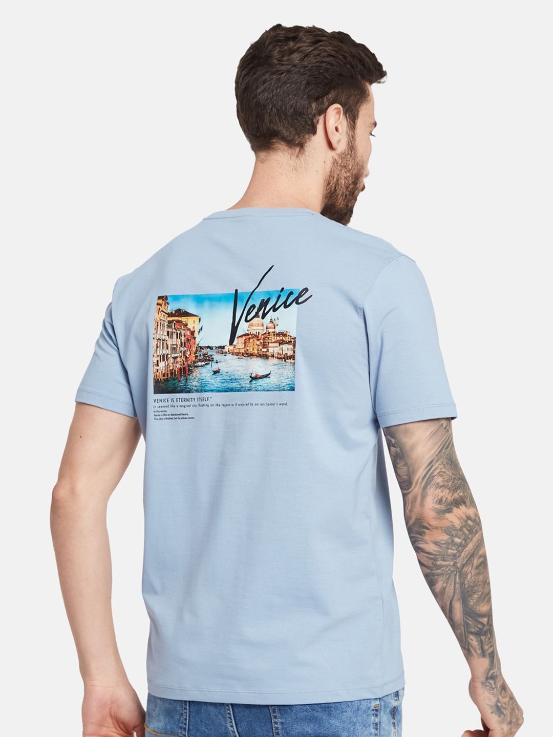 

Octave Men Graphic Printed Round Neck T-shirt, Blue