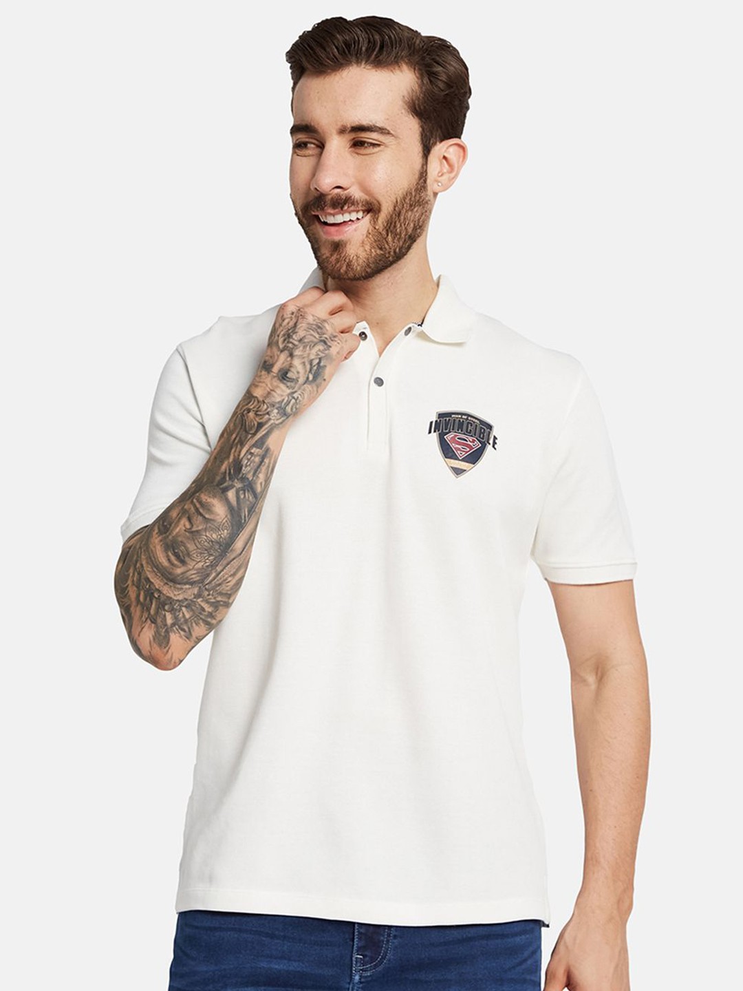 

Octave Men Polo Collar Solid T-shirt, White