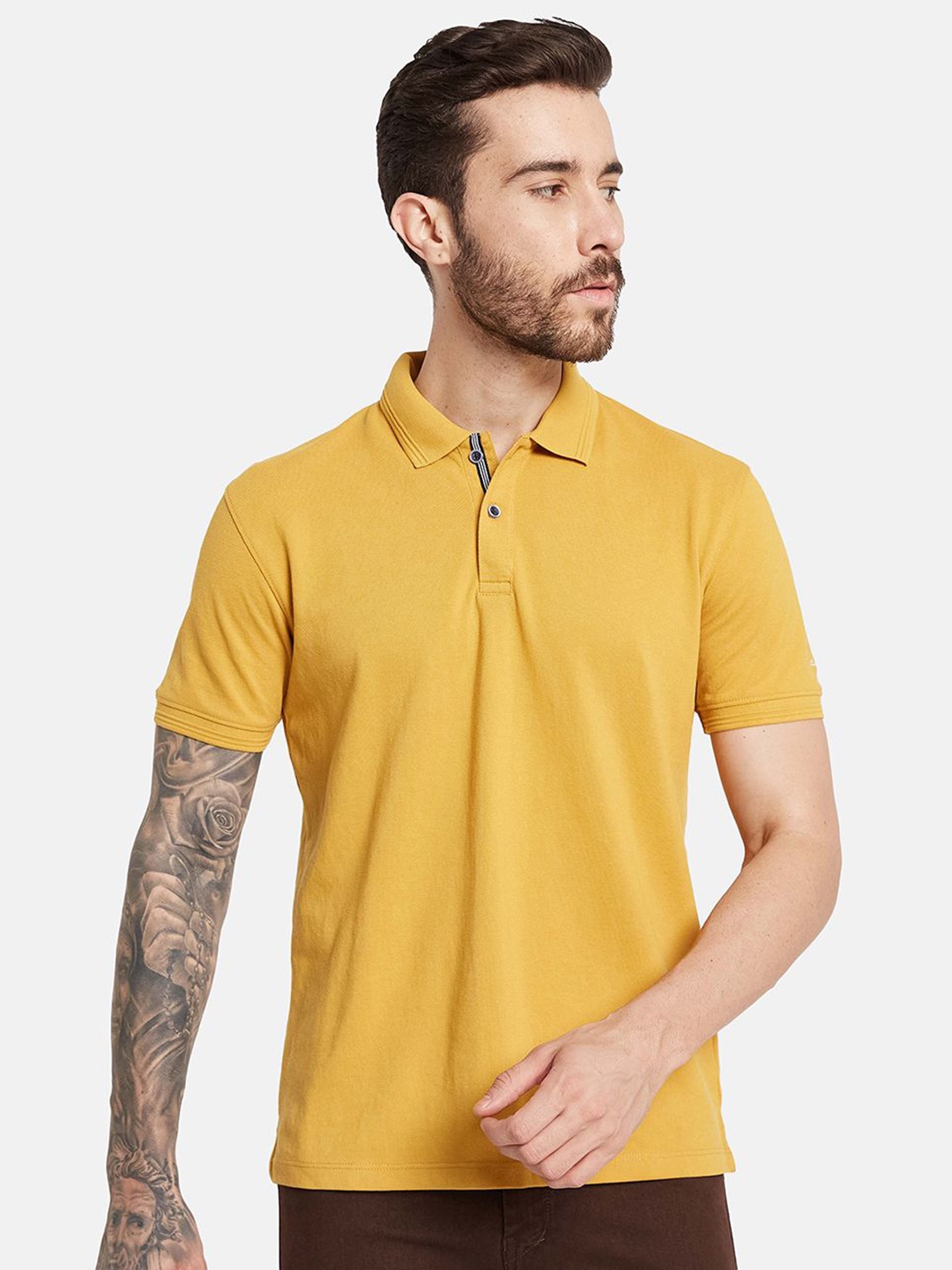 

Octave Men Polo Collar Solid T-shirt, Mustard