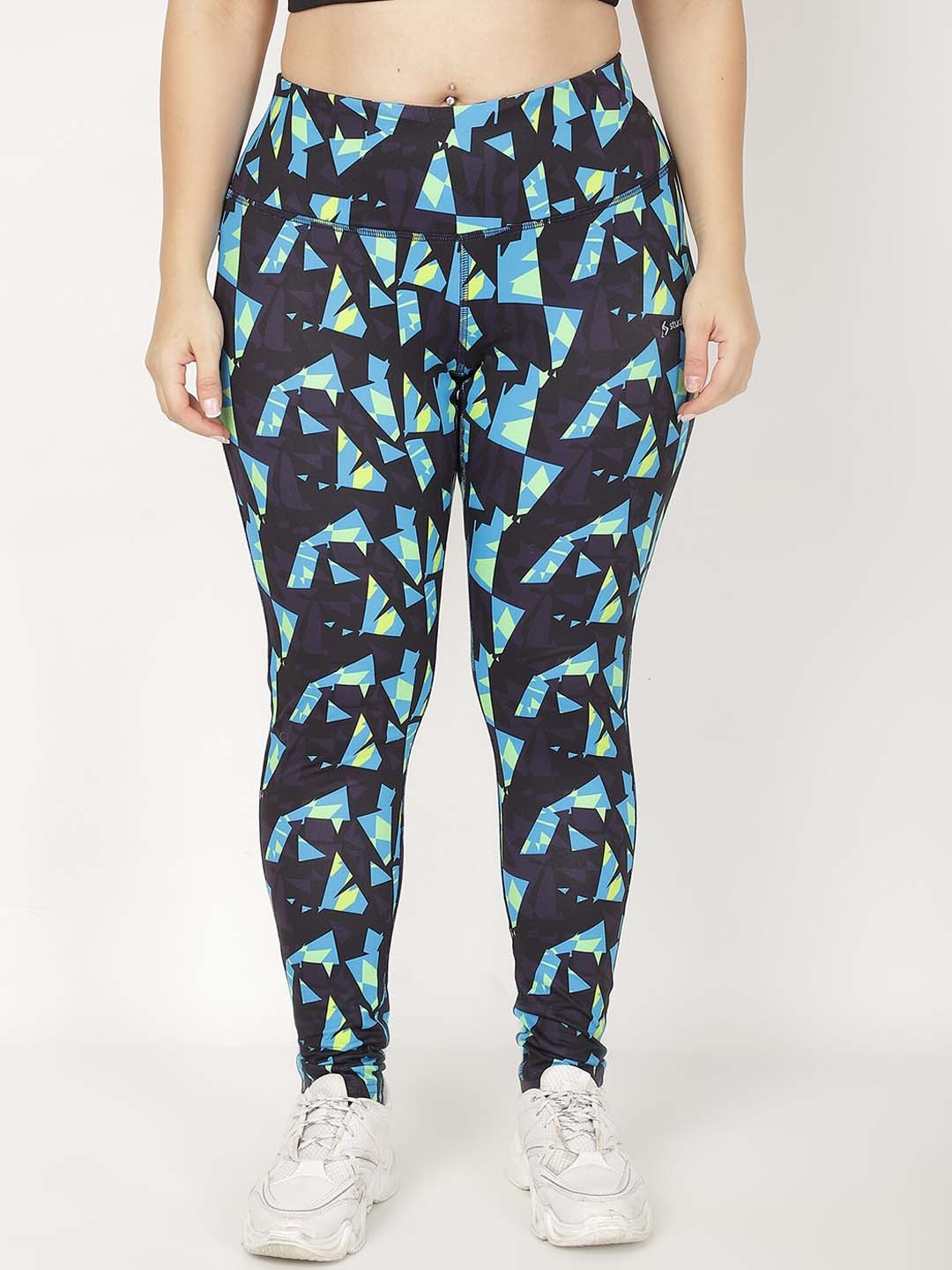 

STUDIOACTIV Plus Size Printed Ankle-Length Gym Tights, Blue