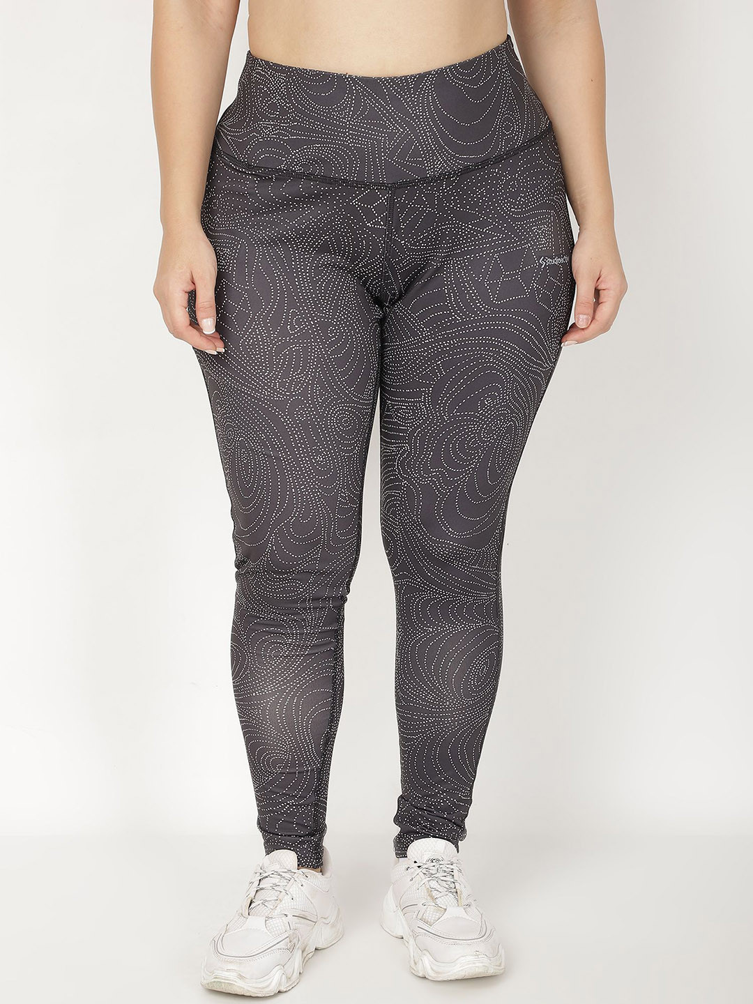 

STUDIOACTIV Plus Size Printed Slim-Fit Ankle-Length Gym Tights, Black