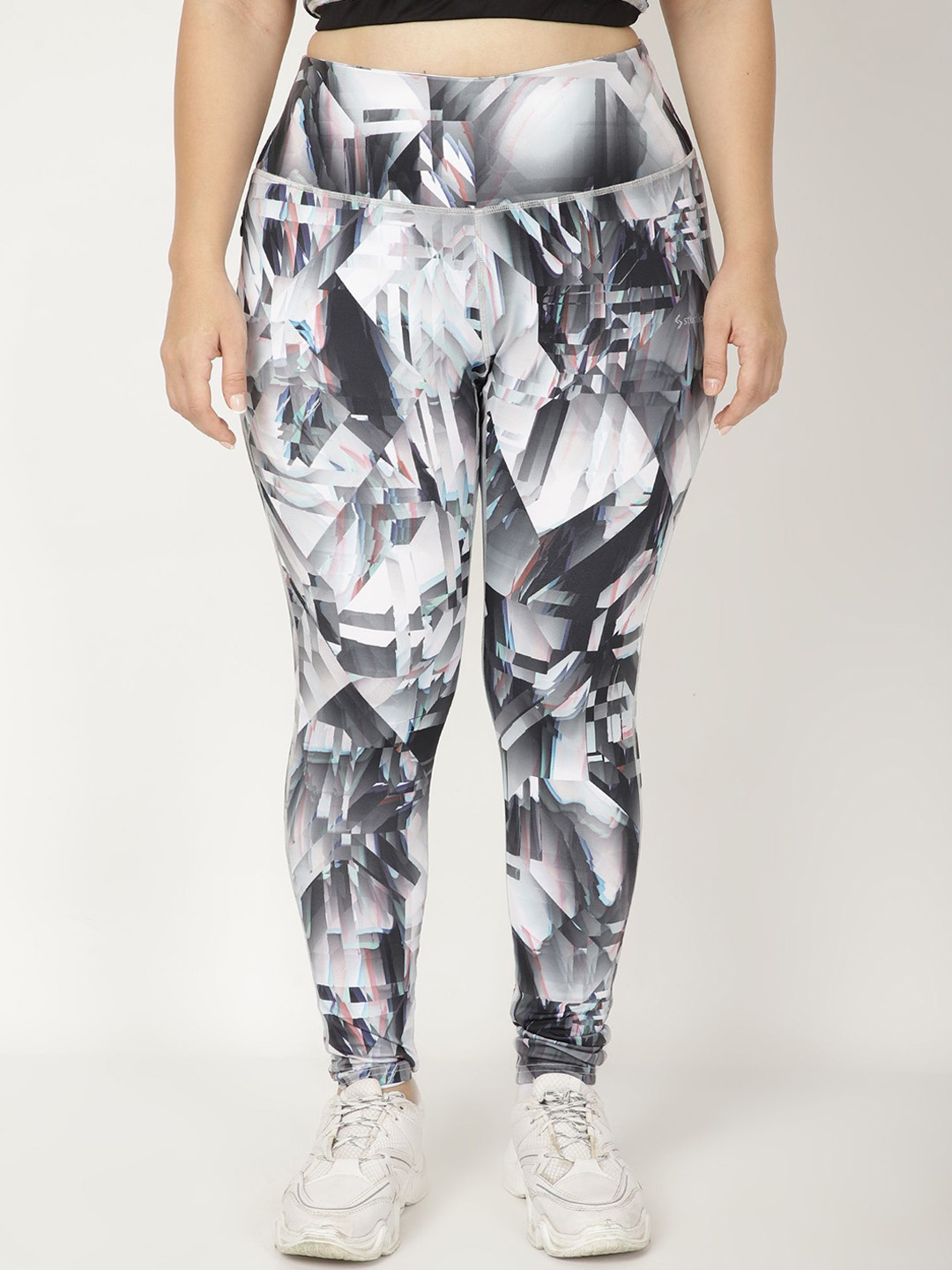 

STUDIOACTIV Printed Slim-Fit Ankle-Length Gym Tights, Off white