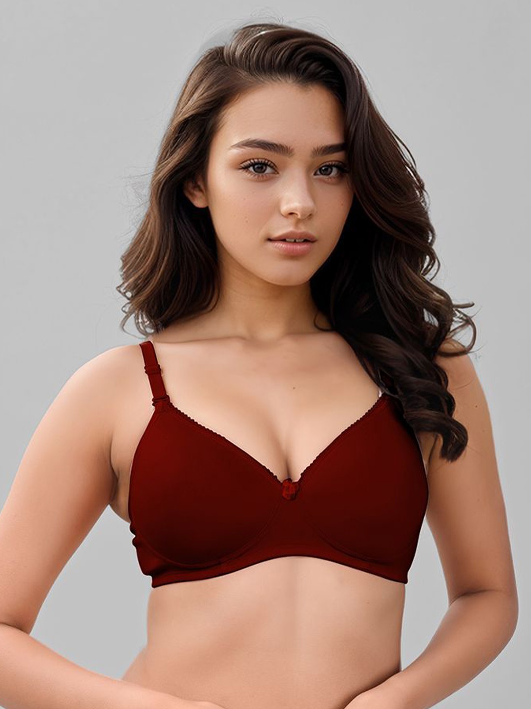 

LUX VENUS Lightly Padded Cotton Everyday Bra With All Day Comfort, Maroon
