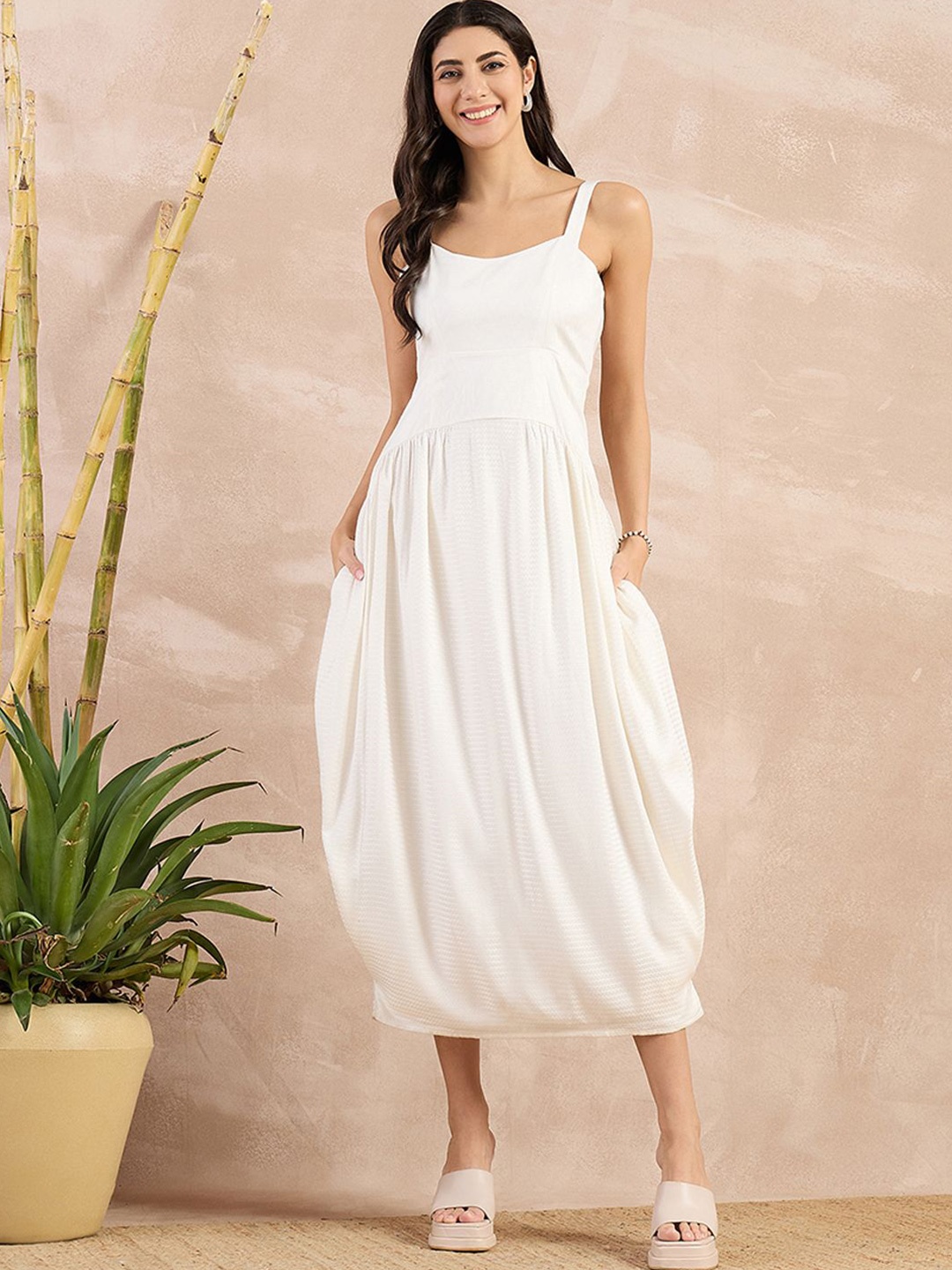First Resort by Ramola Bachchan Women eco-chic vogue Organic Cotton Bodycon Dress, Off white