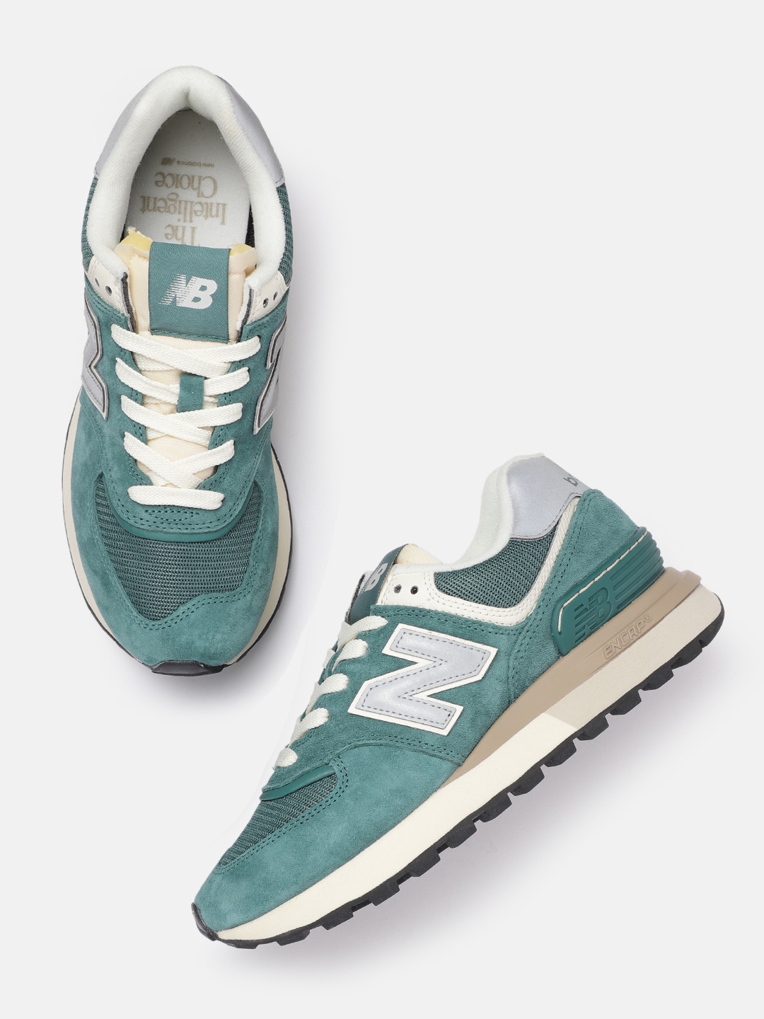 

New Balance Men 574LG Suede Sneakers, Green
