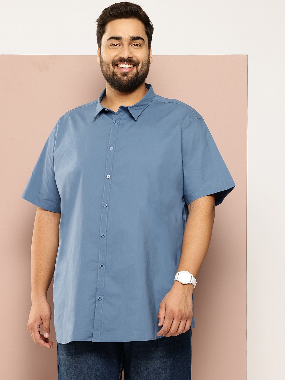 

Sztori Men Plus Size Classic Oversized Casual Shirt, Blue