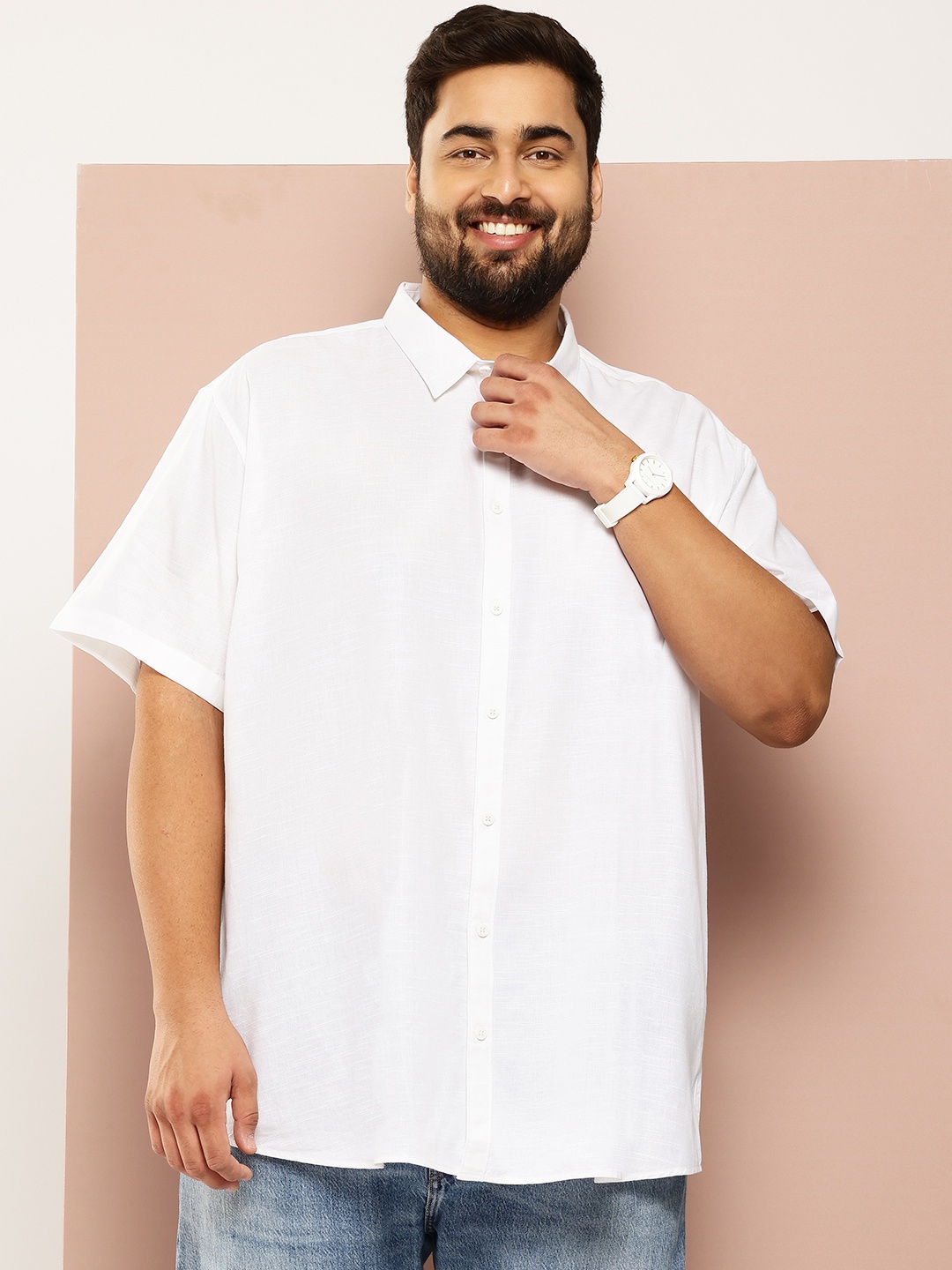 

Sztori Men Plus Size Classic Oversized Casual Shirt, White