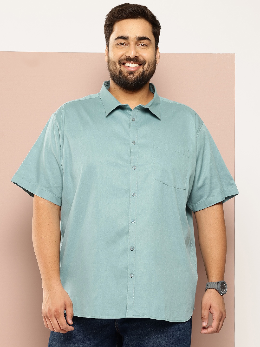 

Sztori Men Plus Size Classic Casual Shirt, Sea green