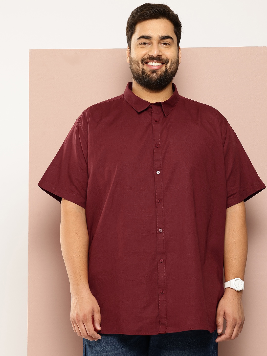 

Sztori Men Plus Size Classic Oversized Casual Shirt, Maroon