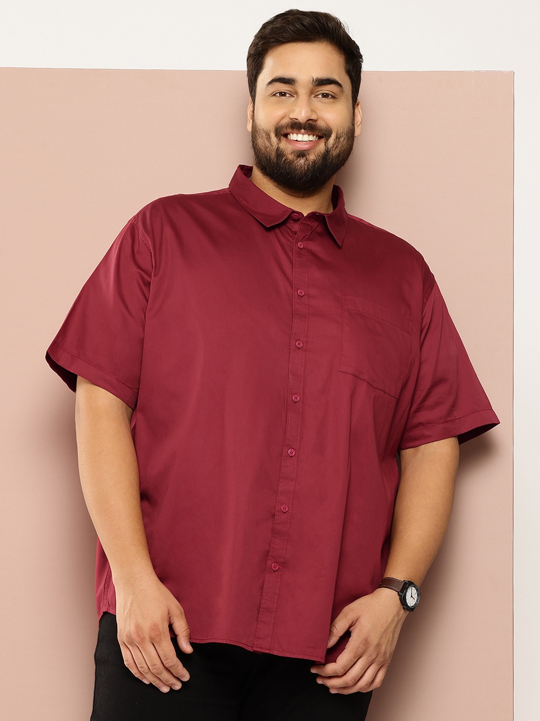 

Sztori Men Plus Size Classic Casual Shirt, Maroon