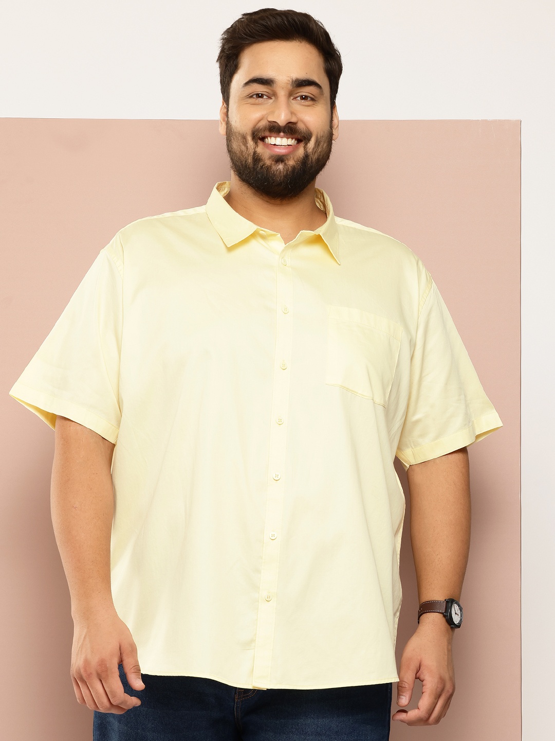 

Sztori Men Plus Size Classic Casual Shirt, Yellow