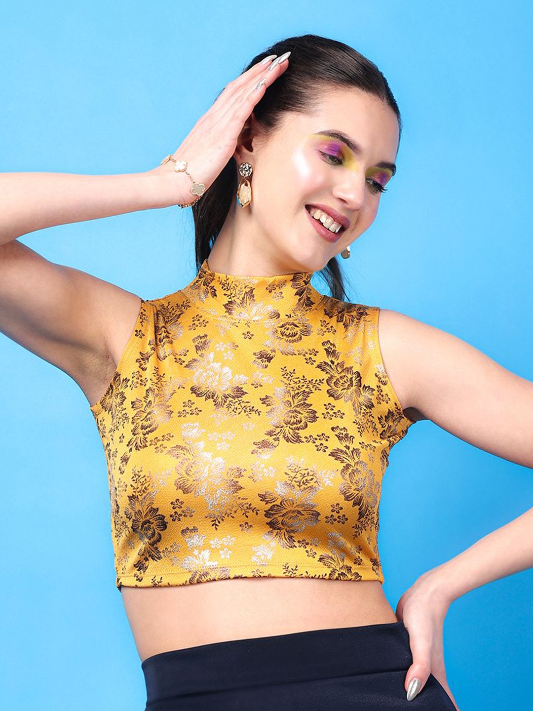 

BAESD Print Crop Top, Gold