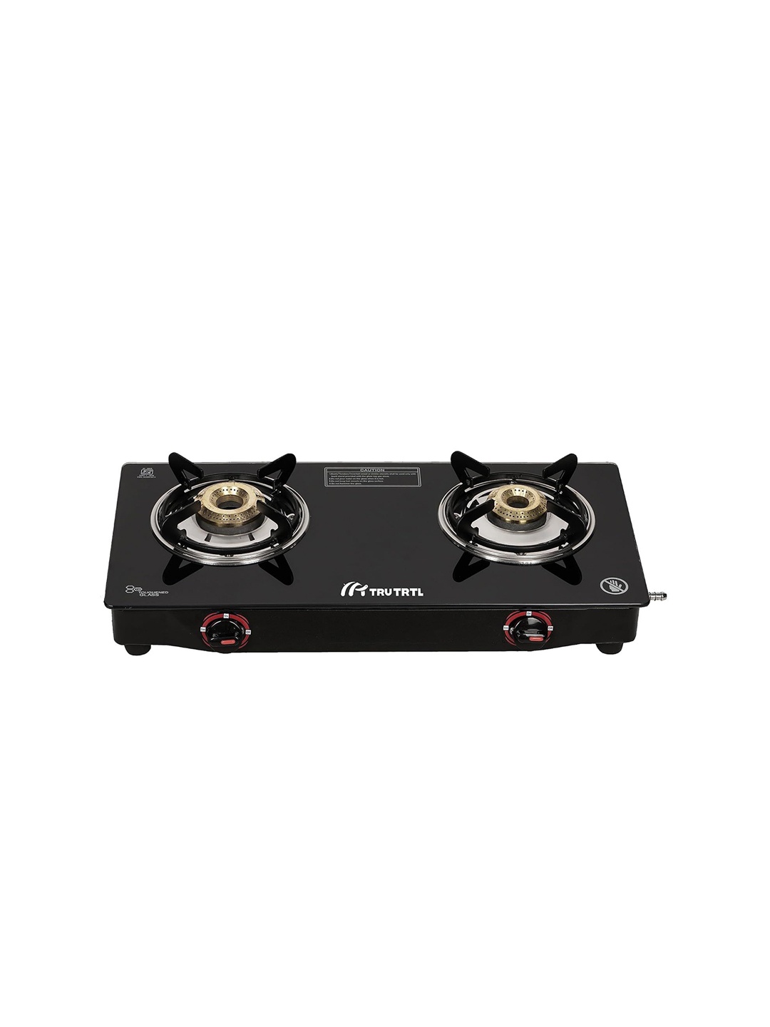 

Trutrtl Shakti Black & Silver Toned Glass 2 Burner Manual Gas Stove