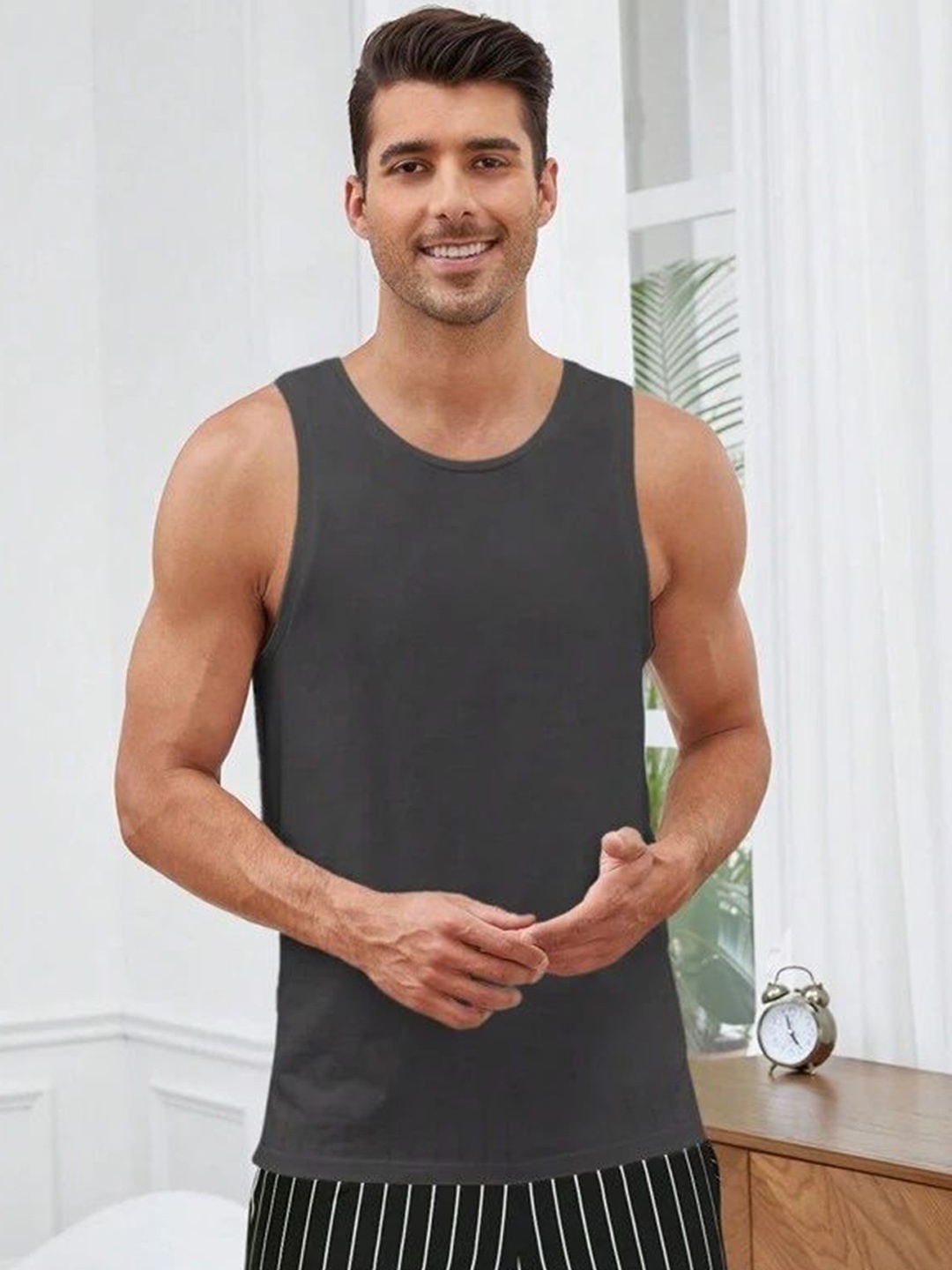 

TABADTOD Sleeveless Innerwear Cotton Vest, Grey