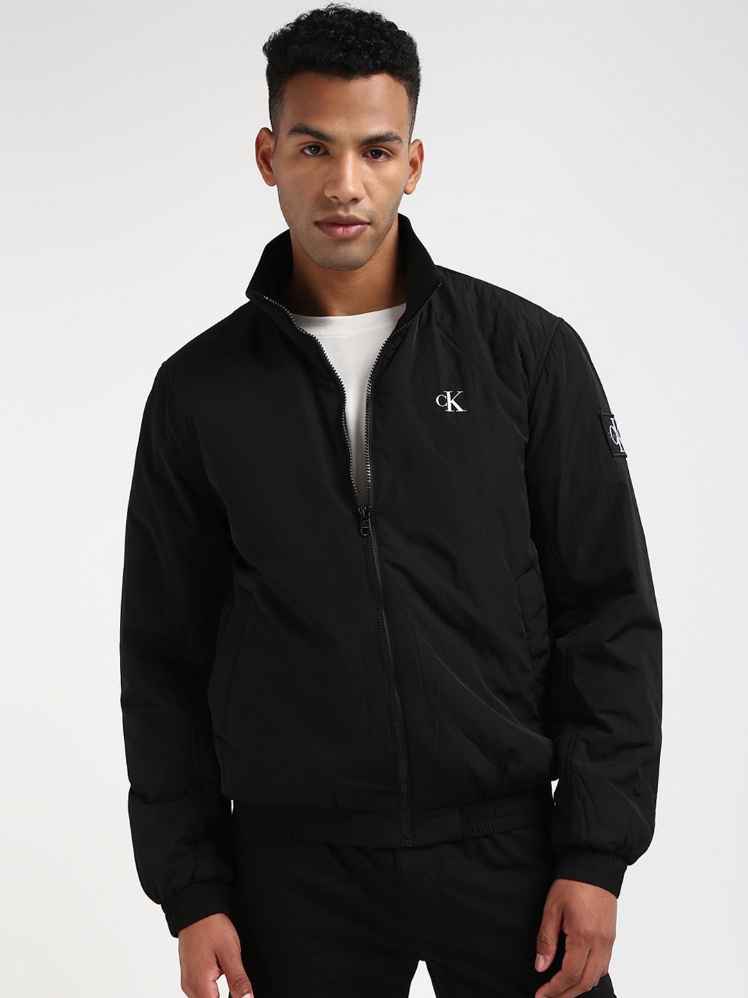 

Calvin Klein Jeans Men Colourblocked Bomber Jacket, Black