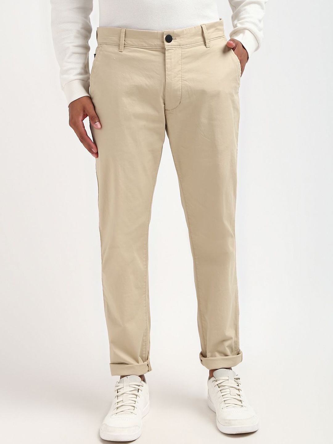 

Calvin Klein Jeans Men Tapered Fit Trousers, Beige