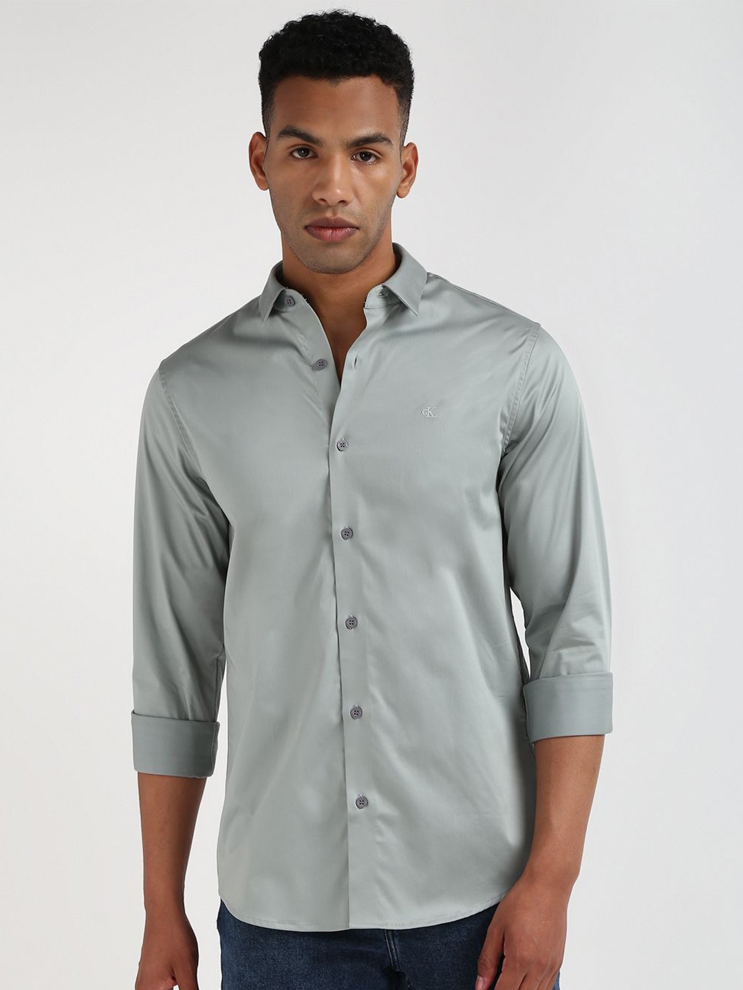 

Calvin Klein Men Slim Fit Opaque Casual Shirt, Grey